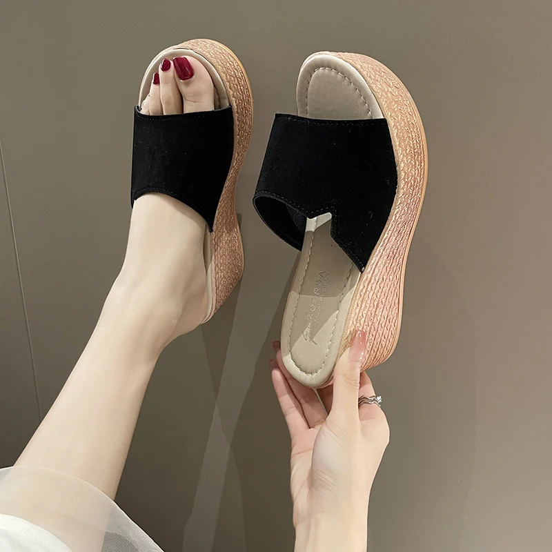 

Women Shoe for Summer Sandal Fashion Height Increasing Wedge Platform Water Heel Heels Rubber Beach Slides