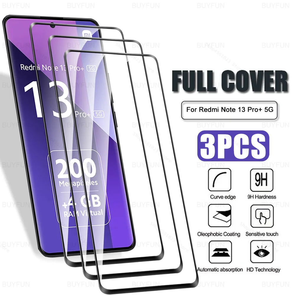 

3 шт. Redmy Note 13 Pro + Полное покрытие изогнутое закаленное стекло для Xiaomi Redmi Note 13 Pro Plus Note13 Pro Plus 5G HD защита для экрана