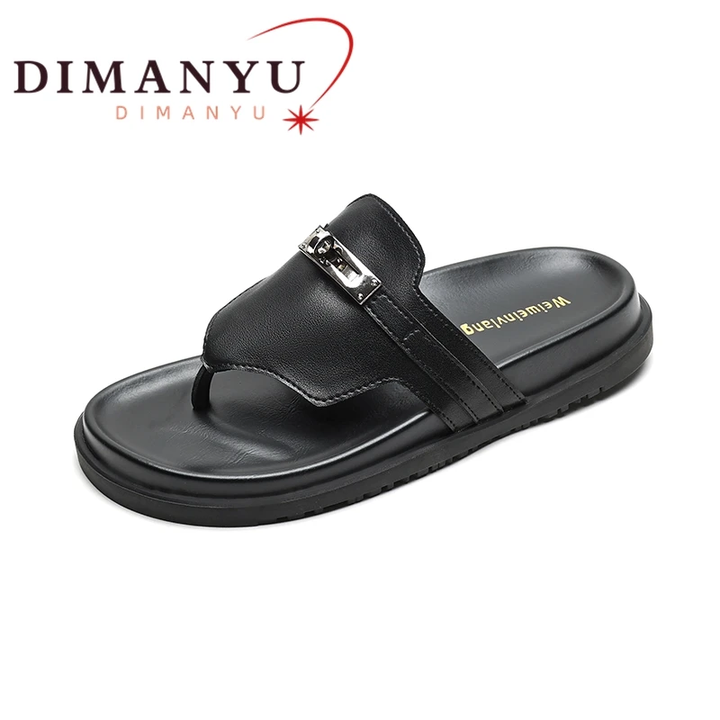 DIMANYU Flip-flops Women 2024 New Style Clip-toe Genuine Leather Women Slippers Platform Casual Wear Summer Beach Slippers Women