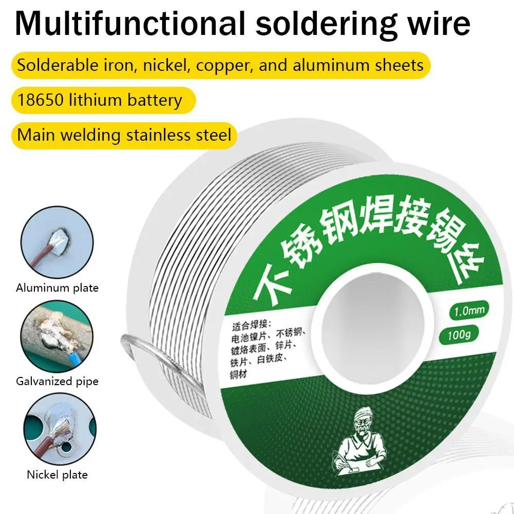 

Flux Soldering Wire Lighter Stainless Steel Solder Wire Disposable Low Temperature Nickel Aluminum Flux Universal Solder Wire