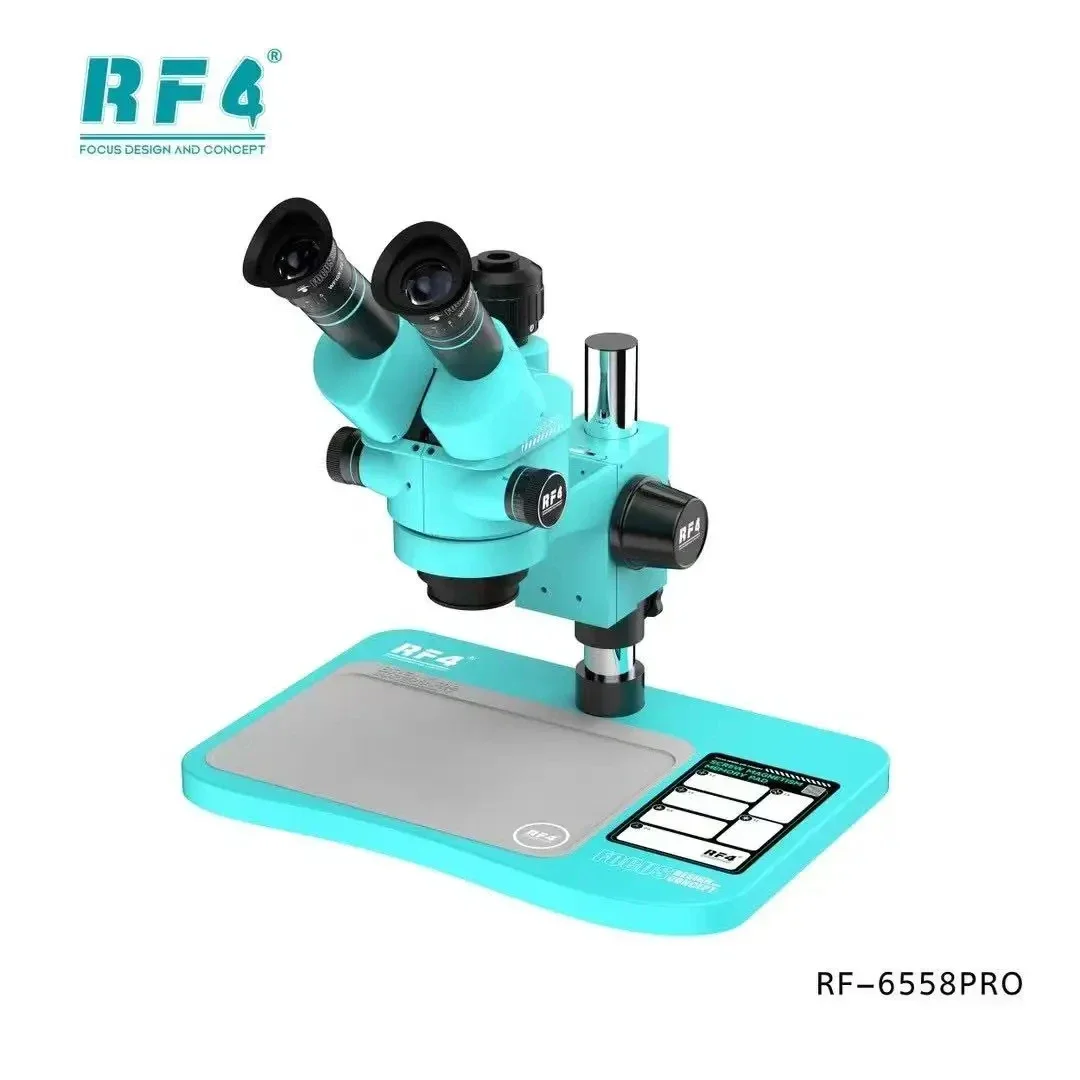 RF4 6558PRO 2K/4K 1080P USB HDMI 비디오 디지털 삼안 현미경 카메라 6.5-58X C 마운트 렌즈 수리 납땜 용 대형베이스