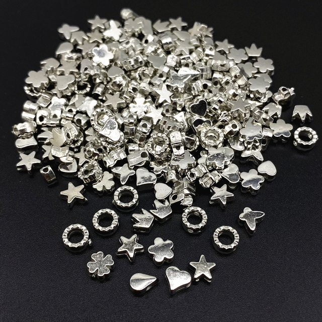 about 6mm Star Love Heart Gold Silver Color Loose Spacer CCB Acrylic Beads Jewelry Making Findings Charm Beads #ZZ04