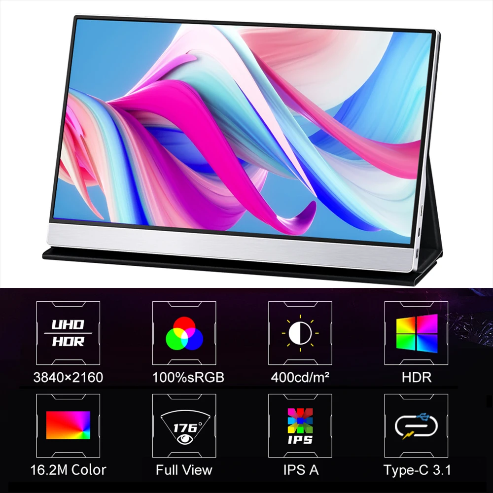 Freesync CNC ÷ IPS ũ, Ʈ, , , Xbox, PS4, 5 ġ, 4K ޴ , 3840*2160 100% sRGB 300Cd/m, 15.6 ġ