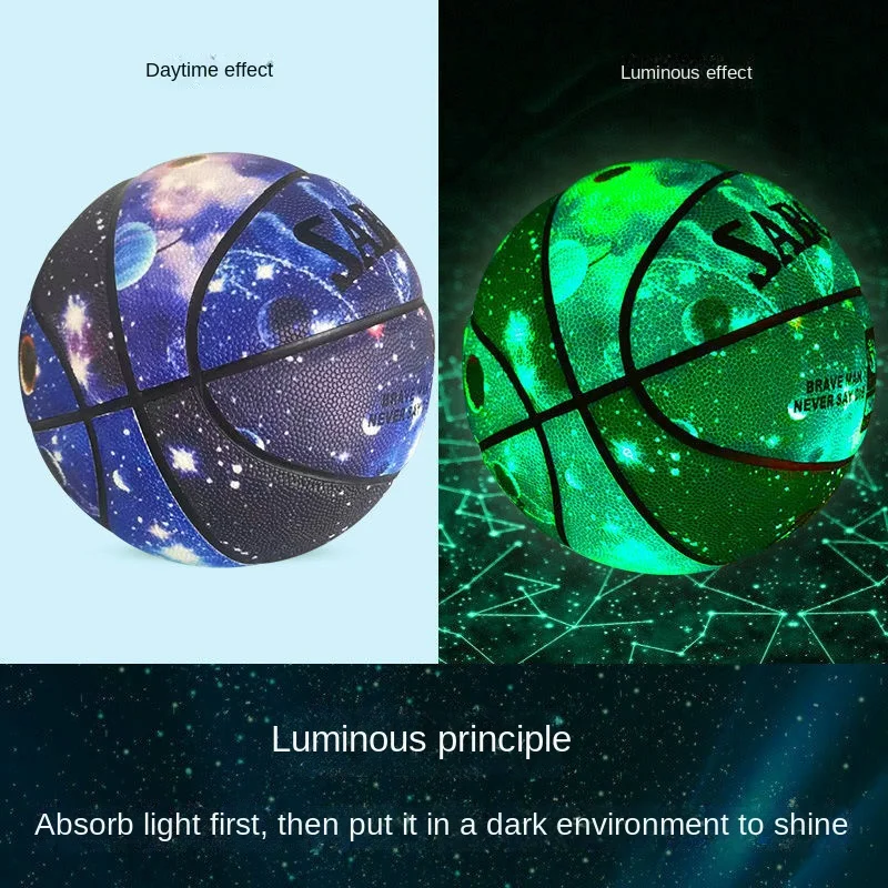 Night Light Basketball Glow In The Dark Fluorescent Street Ball Birthday Gift Hygroscopic Luminous Basketball