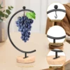 Banana Holder Stand Moon Shape Banana Hanger Rack Metal Fruit Hanger with Wood Base Stable Stand Decorative Grape Stands Holder 2