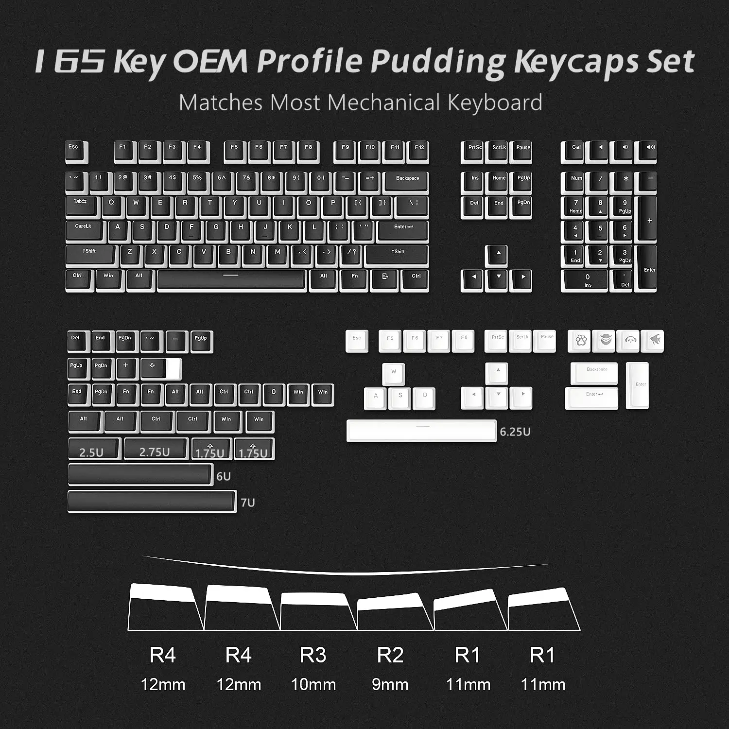Pudim Pbt Double Shot Keycaps Oem Perfil Custom Keycap Conjunto Suit para 100 75 65 60 Teclado Mecânico Gaming 165 Chave - Imagem 2