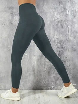 Women's High Waist Yoga Leggings with Pockets Solid Color ming Trousers Elasticity Casual Long Pants for Fitness 2