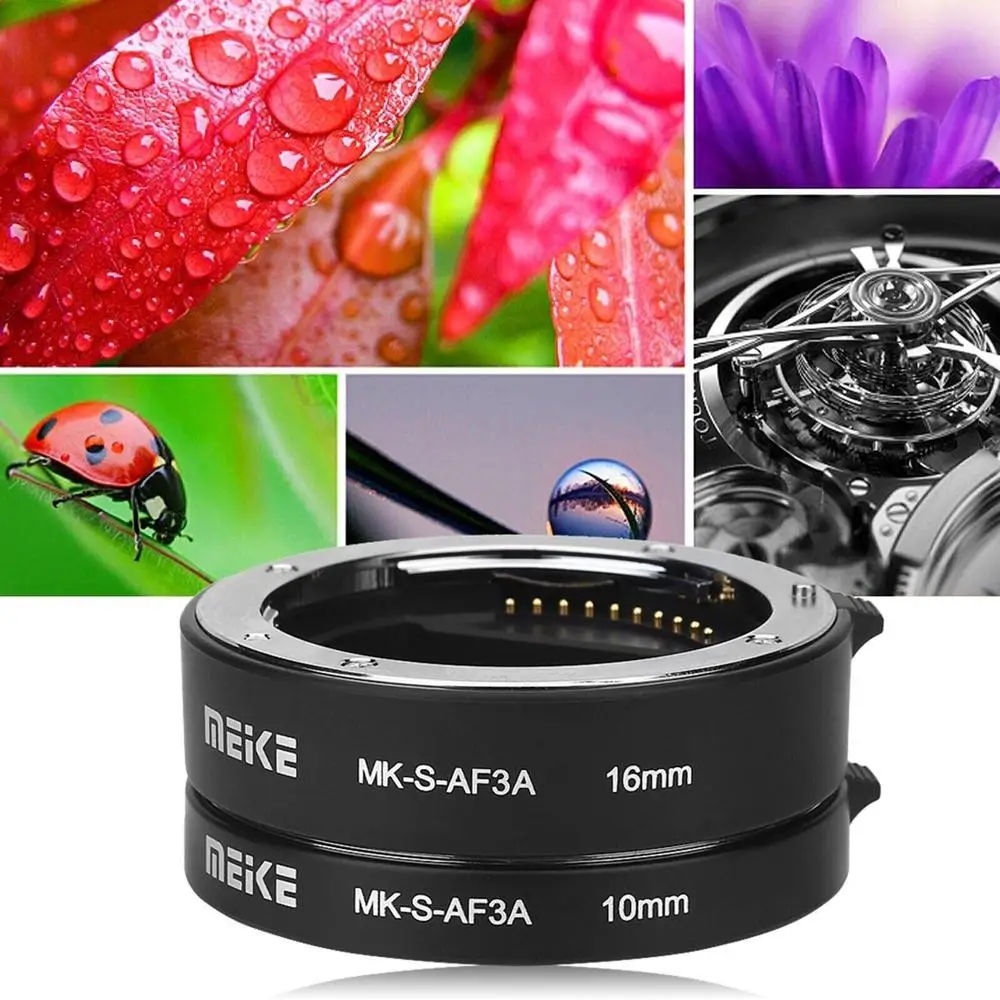 Meike MK-S-AF3A Metal Auto Focus Macro Extension Tube 10mm 16mm for Mirrorless