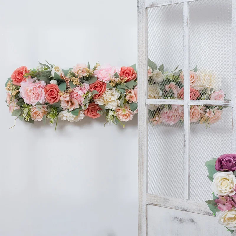 

1M Artificial Flower Row Wedding Background Decoration Layout Hanging Flower Arch Door Head Decoration Flower Wall Row Flowers