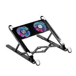 Enhanced Product Title:  
Adjustable RGB Silent Laptop Cooling Pad with Foldable Stand and Multi - Fan System (ABS 2 Fans Black)