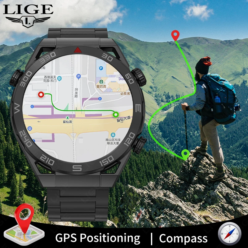

LIGE New NFC ECG+PPG Bluetooth Call Smartwatch GPS Tracker Motion Bracelet Fitness For Huawei Watches Ultimate Smart Watch Men