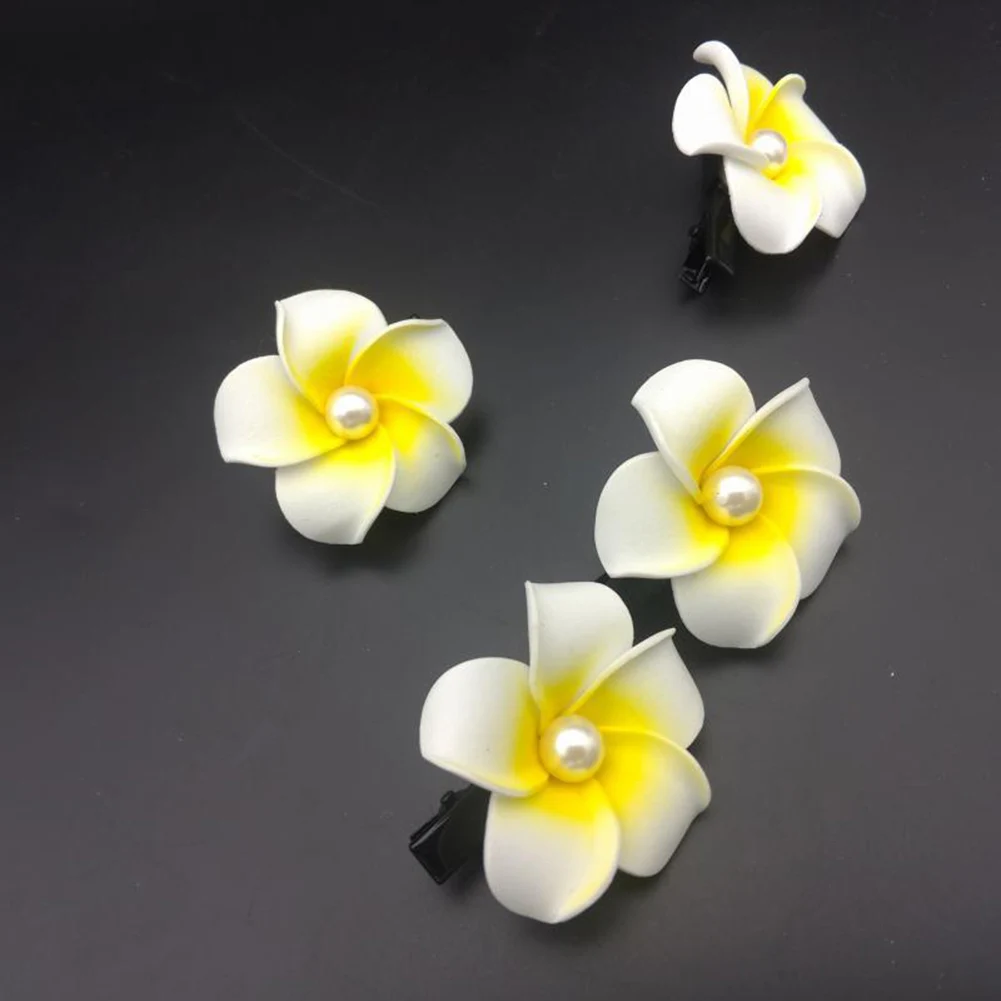 Perle Plume ria Blume Haars pangen für Frauen Mädchen Haarnadeln Ei Blume Haars pange Hawaii Hochzeits feier Tasche Hut Zubehör – Detail 8