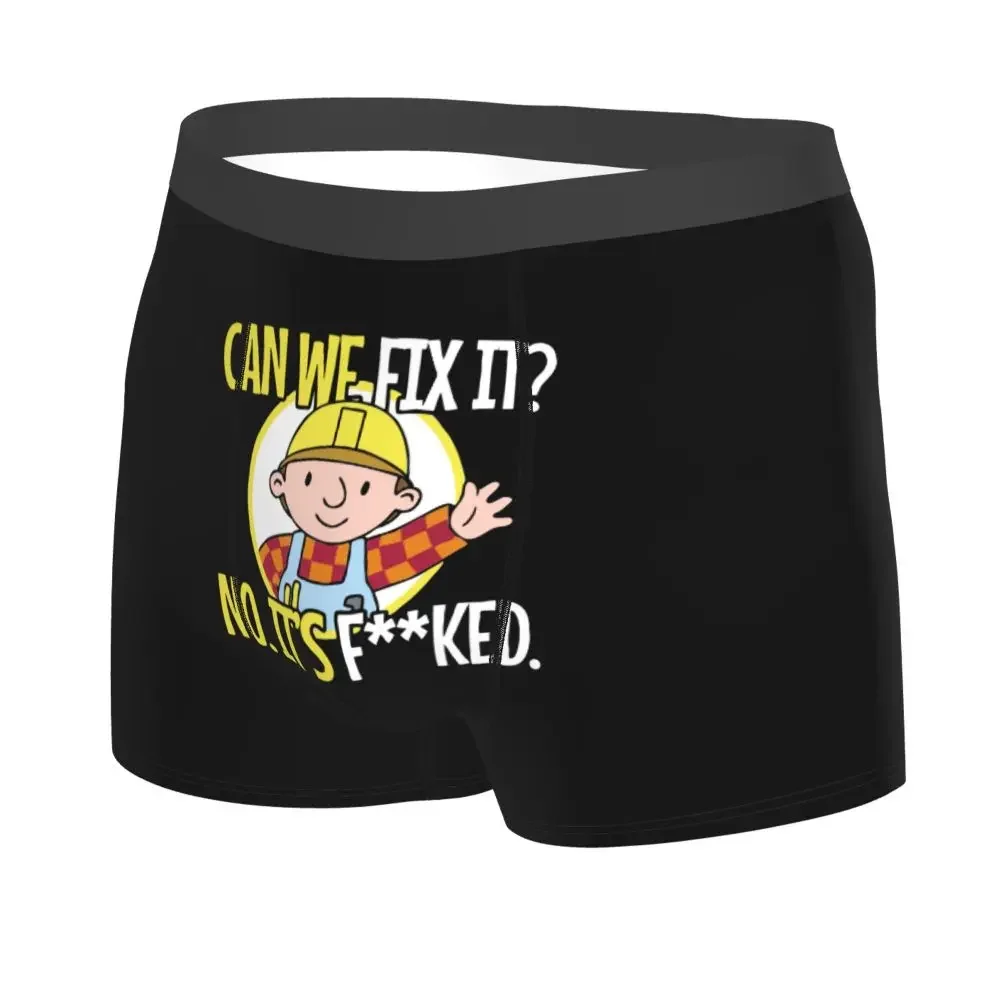 Bob The Builder Men's Underwear Can We Fix It Funny Repair Boxer Shorts Panties Funny Breathable Underpants for Male Plus Size