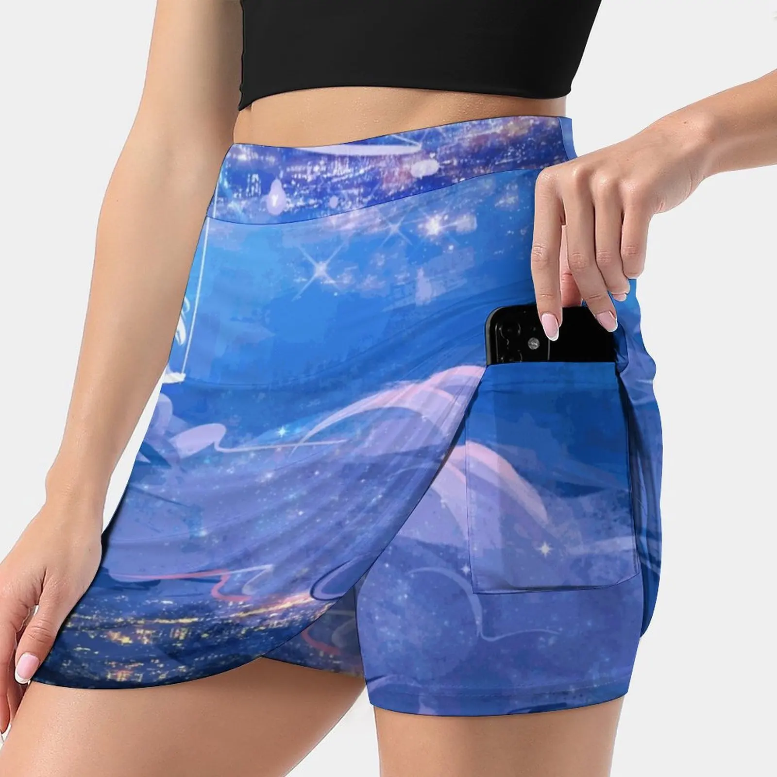 Above The Clouds Women Sports Skirt Tennis Golf Dance Fitness Running Yoga Skirts Cloud Clouds Sky Night Celestial Blue Purple