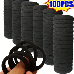 Elastic Hair Bands - Black Ponytail Holders & Scrunchies (Black 100pcs)