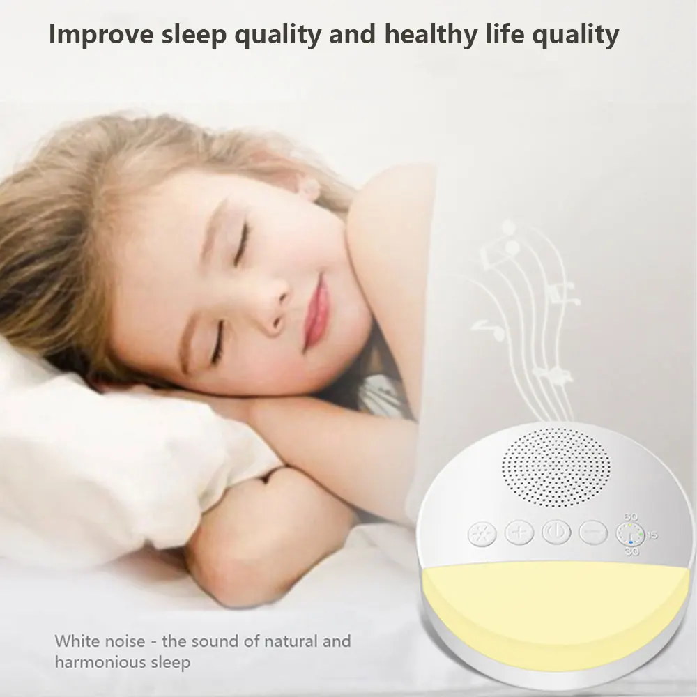 1200mAh Portable USB Rechargeable White Noise Machine with Night Light, 9 Soothing Sounds, Timer Shutdown for Home/Office Use