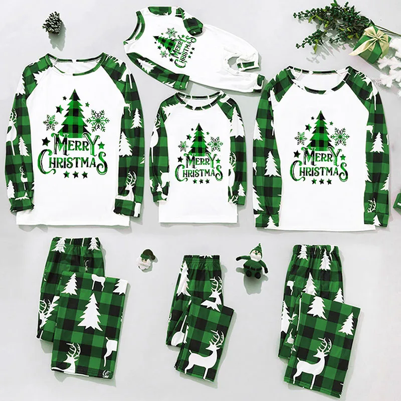 Conjuntos familiares a juego para Navidad, pijamas de 2 piezas para mamá, papá e hijos, mamelucos para bebé, ropa de dormir informal y holgada, pijamas de aspecto familiar para Navidad
