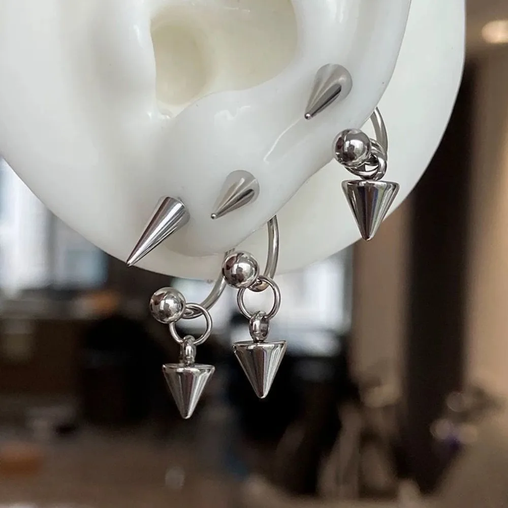 Stainless Steel Round Ball Rivets Pendant Stud Earrings for Women Men Gothic Rock