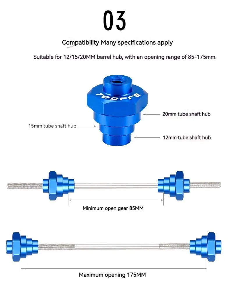 Description Picture 6 of itemAluminum Alloy Bike Barrel Shaft Hub Fixing Rod For 12/15/20mm Shaft Converter Wheel Set Hubs Bicycle Repair Tools