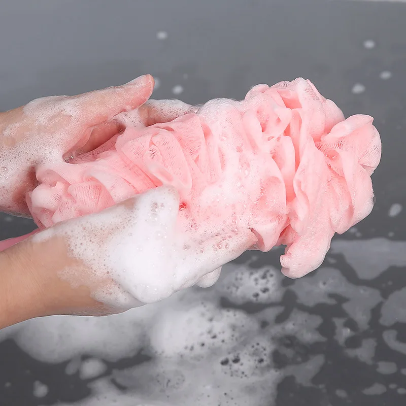 Long Handle Hanging Soft Mesh Back Body Bath Shower Scrubber Brush Sponge for Bathroom Shower Brush