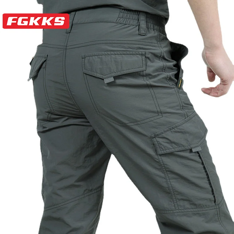 

FGKKS 2023 Outdoor Casual Pants For Men Large Pockets Fashion Slim Pants High Quality Design Hot Casual Pants For Men