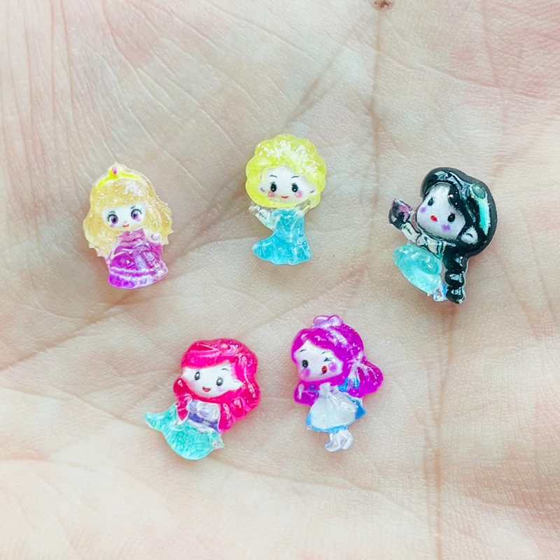 50 Pcs Cute Resin Mini Cartoon Princess Series Flat Back Stone Figurines DIY Wedding Scrapbook Manicure Hairpin Accessories simulation stones decor accessories,resin hairpin accessories,resin nail art crafts,resin jewelry accessories,resin flower embellishments