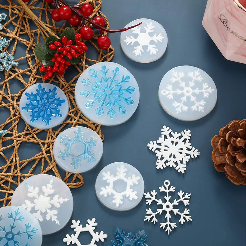 Christmas Snowflake Silicone Mold Original DIY UV Snow Pendant Mold Resin Art Supplies Silicone Mould for Jewelry Making silicone snowflake epoxy resin molds pendant silicone casting resin mold for diy jewelry making findings supplies accessories