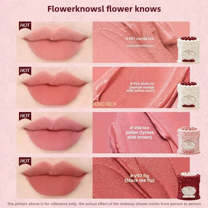 Flower Knows Strawberry Cupid Cake Lip Mud Matte Velvet Cute 5ml 100% Original Makeup Cosmetics Flowerknows Lip Cream 4