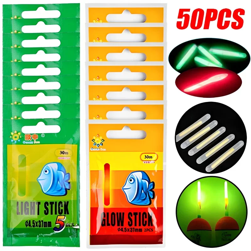 

10/30/50Pcs Fishing Buoy Fluorescent Light Stick Light Night Buoy Pole Light Dark Fluorescent Stick Fishing/party Use 4.5*37mm