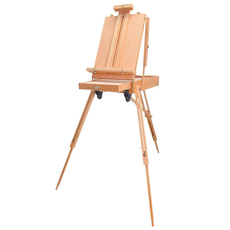 Italy Beech Wood Sketching Portable Wooden Rod Oil Painting Box Sketch Painting Frame Easels