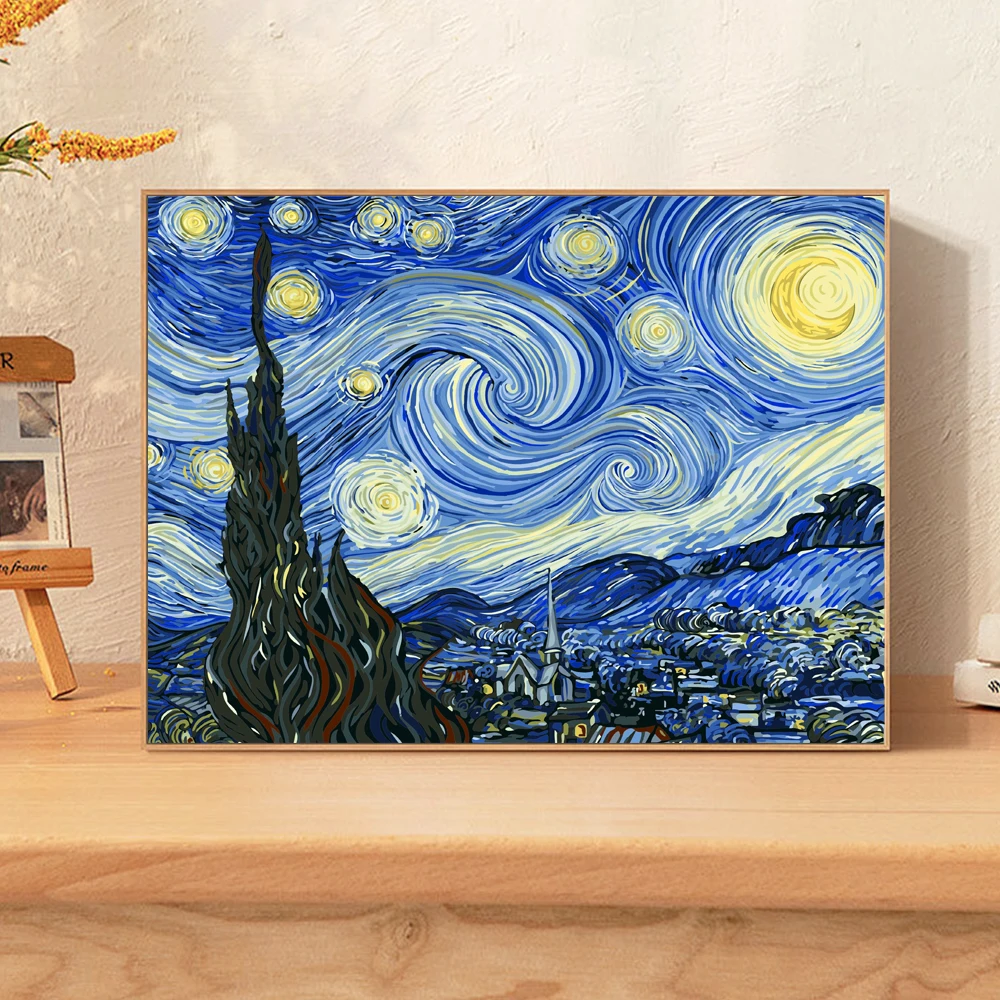 Landscape Diamond Painting Kits Van Gogh Starry Night Girl With Pearl Earring Picture Mosaic Cross Stitch Embroidery Home Decor