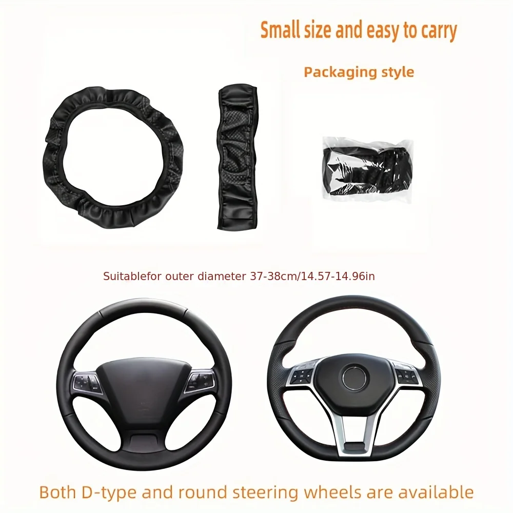 Steering wheel cover Universal Fit PU Leather 3D Embossed for Enhanced Grip Comfort Easy Install for 37-38cm Wheels