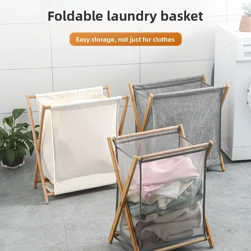 Large Capacity Foldable Black Laundry Basket with Handle - Durable Linen Storage Solution