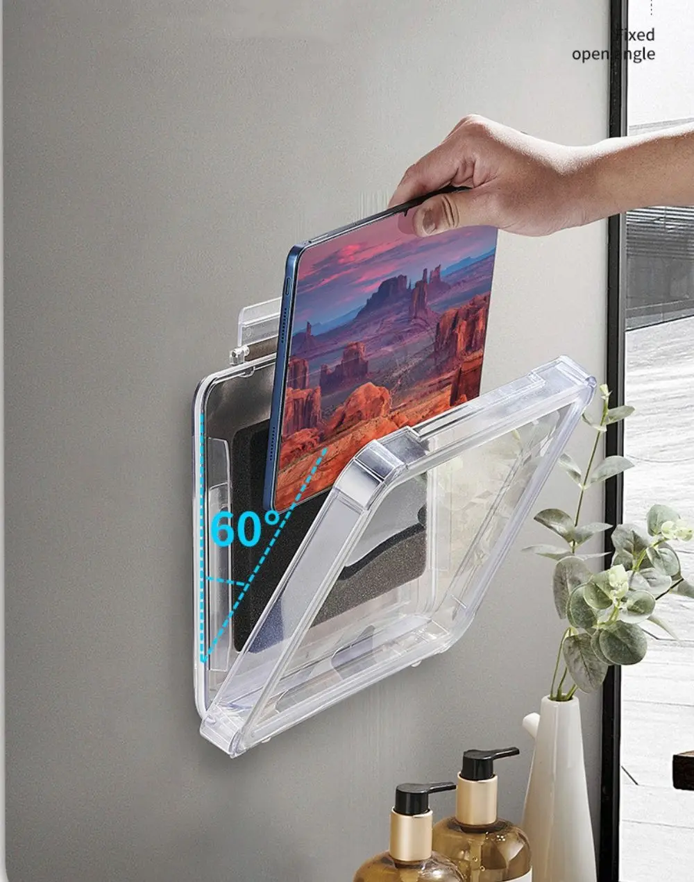 11 Inch Shower ipad Phone Holder Waterproof Case Box Wall Mount HD Anti-Fog Touch Screen Tablet Shelves Bathroom/Kitchen Bracket shower phone holder