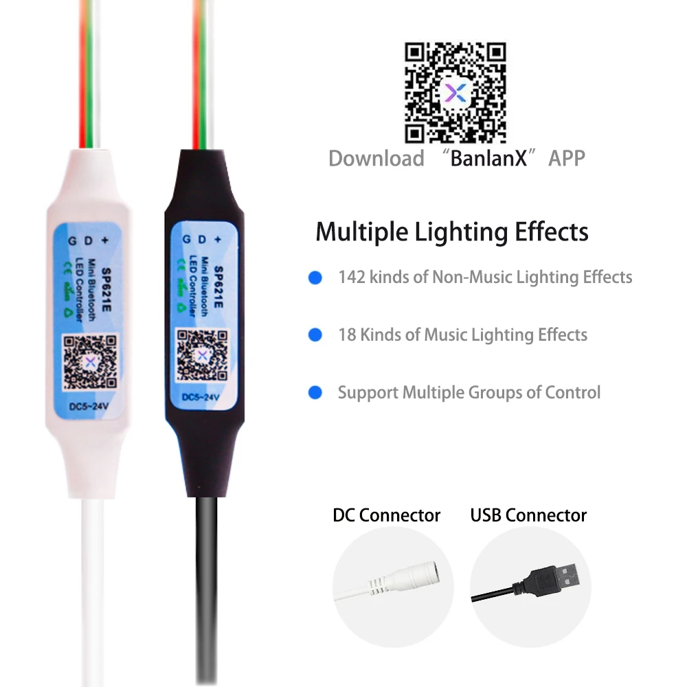 Фото 5 шт., Bluetooth SP621E, мини-телефон, управление через приложение, USB/DC Для WS2811 WS2812B SK6812 Pixel Dream Color LED Strip №3