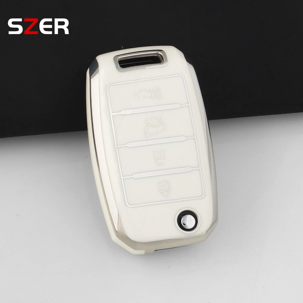 Enhanced TPU Car Flip Key Case Cover - 3/4 Button Protection