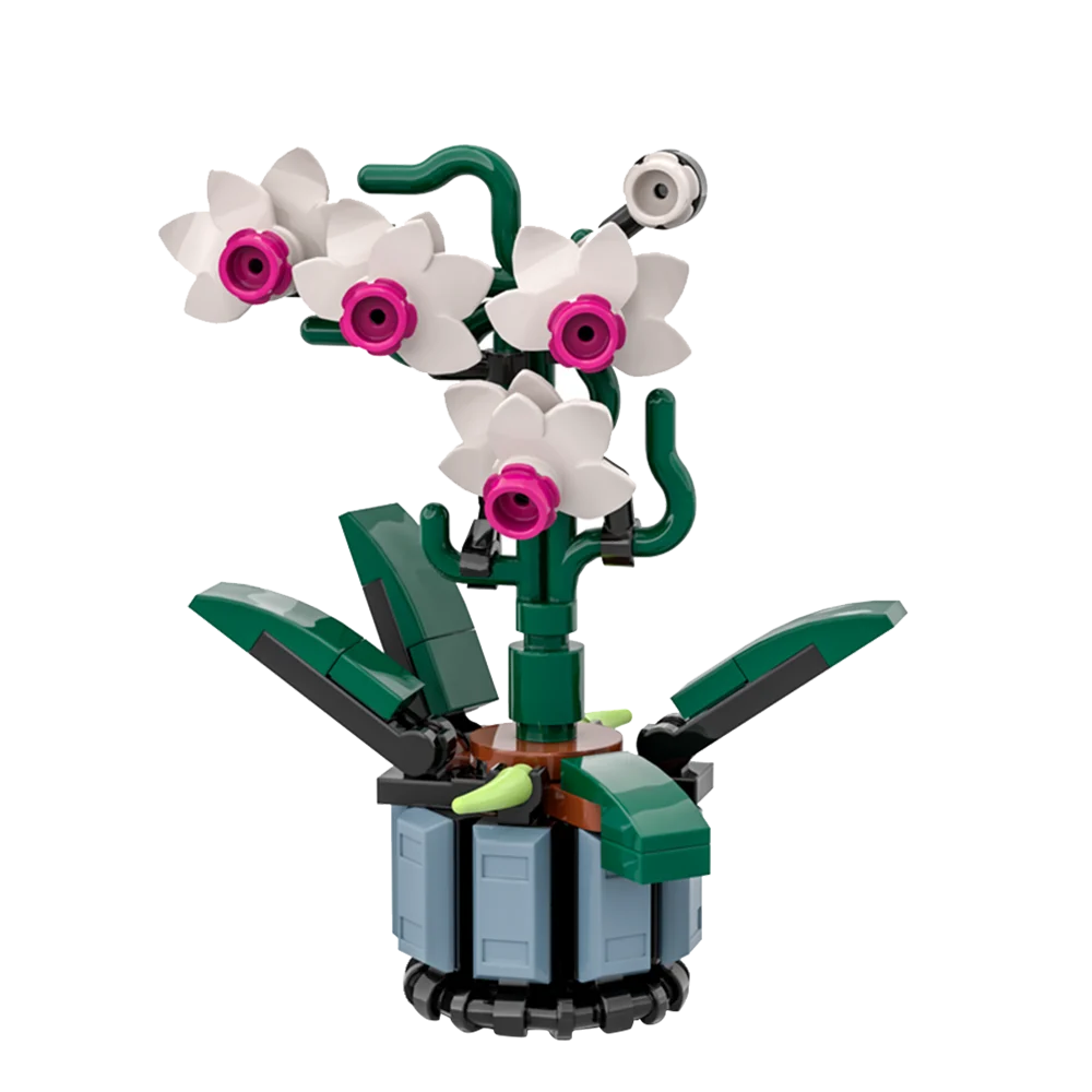 Gobricks Moc-108866 Micro Orchid Model Bricks Creative Expert Orchid Bonsai Plant Decor Bouquet Botanical Collection Blocks