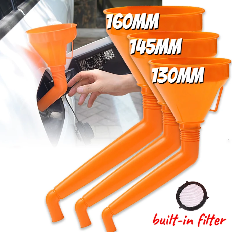 130145160CMRefuelingFunnelwithFilterMotorcycleRefuelGasolineEngineOilFunnelCarLong