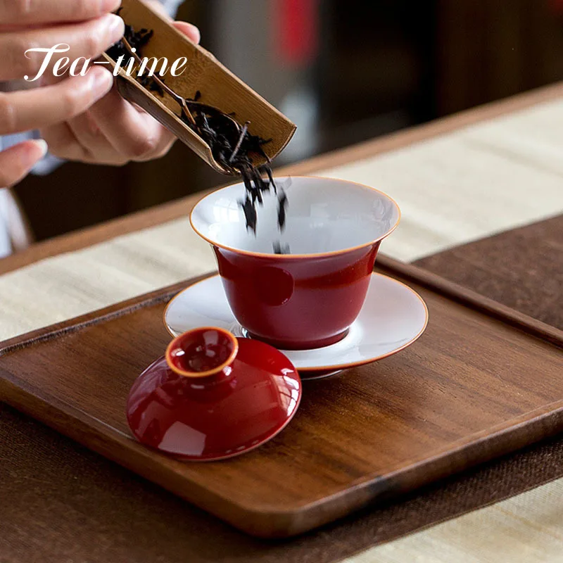 120ml Dehua White Porcelain Tea Tureen Household Hand Grab Bowl Tea Set Small Ceramic Thin Tire Maker Gaiwan Gifts 10 Colors