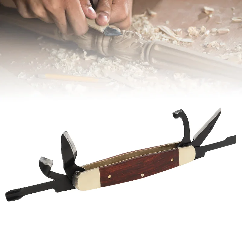 Taglierino Tascabile Pieghevole Multiuso in Legno e Acciaio SK5, Strumento da Taglio Portatile per Campeggio/Arredamento Casa - immagine 6
