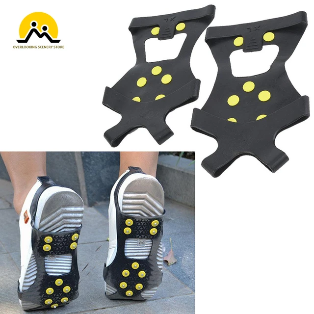 Crampones antideslizantes para zapatos de escalada, pinzas de hielo para  nieve, 1 par, 10 tacos, S/M/L - AliExpress