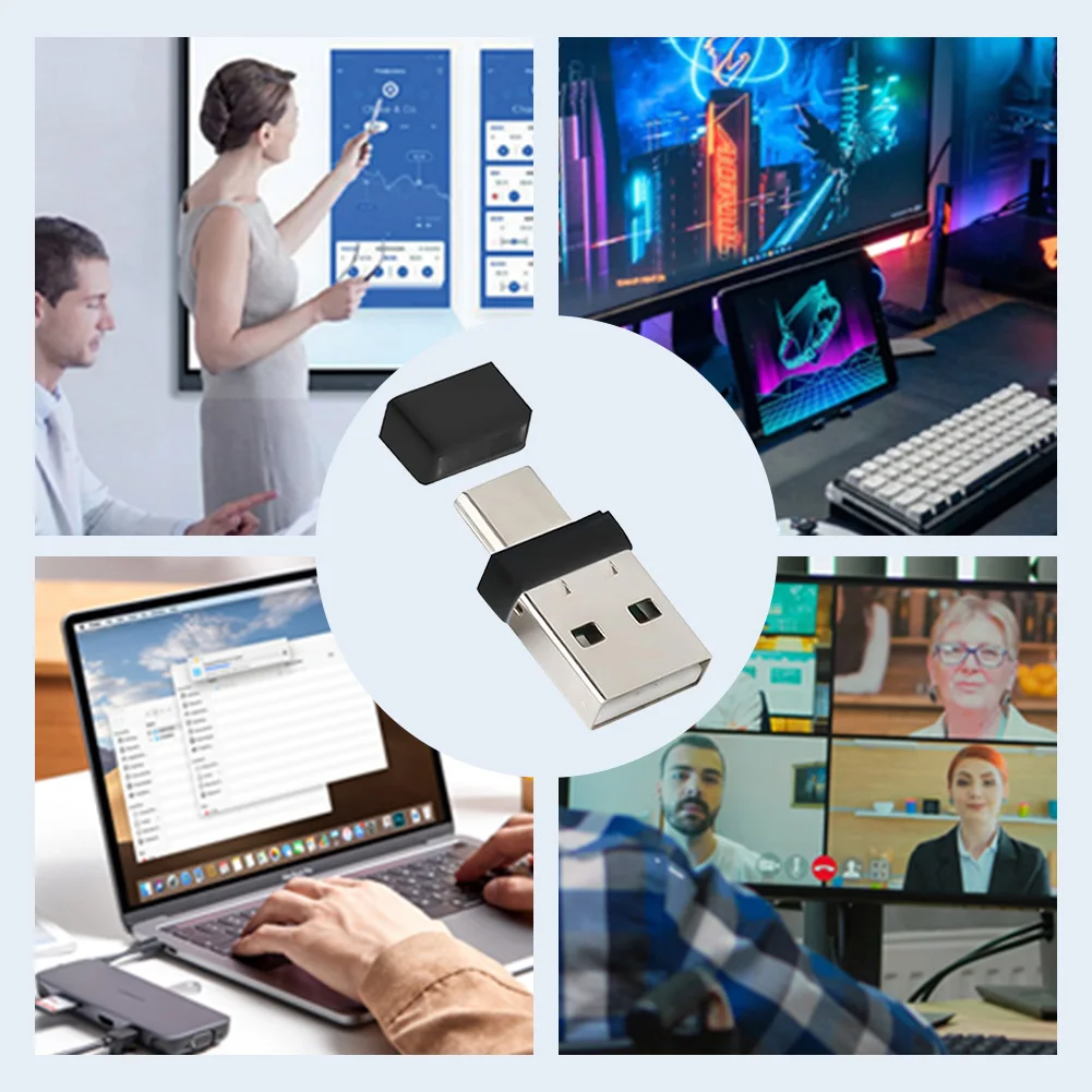 USB Type C 2 In 1 마우스 Jiggler 드라이버가 필요 없는 자동 마우스 Wiggler 플러그 앤 플레이 노트북용 미니 마우스 셰이커 컴퓨터 깨우기