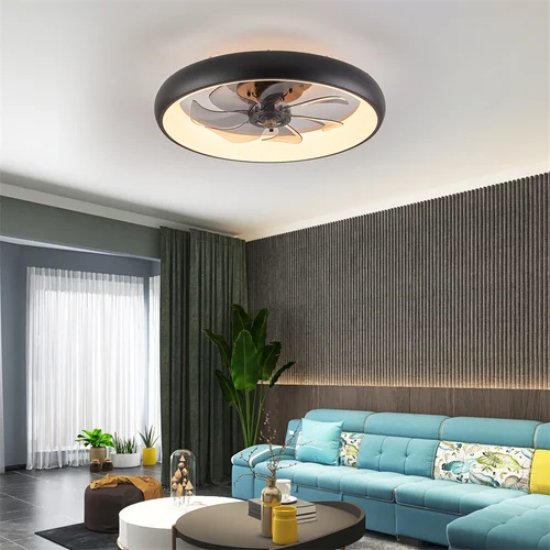 모던 천장 선풍기, 리모콘 없음, 50cm, 6 단계 속도 조절 가능, 침실 7 헤드, 실내 LED 샹들리에 램프 2