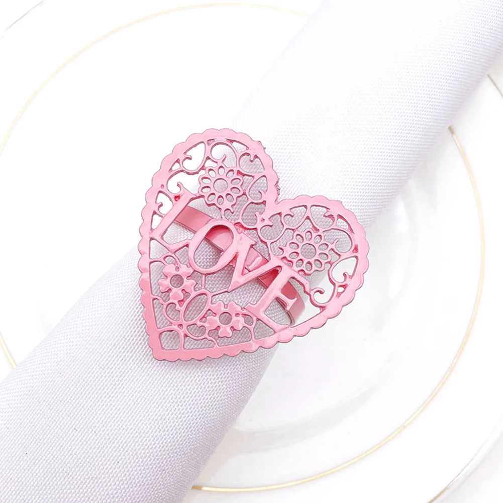 

6 Pcs Metal Napkin Rings Valentine Napkin Ring Dining Table Decors Napkin Buckle For Hotel Parties Feast Dining Table