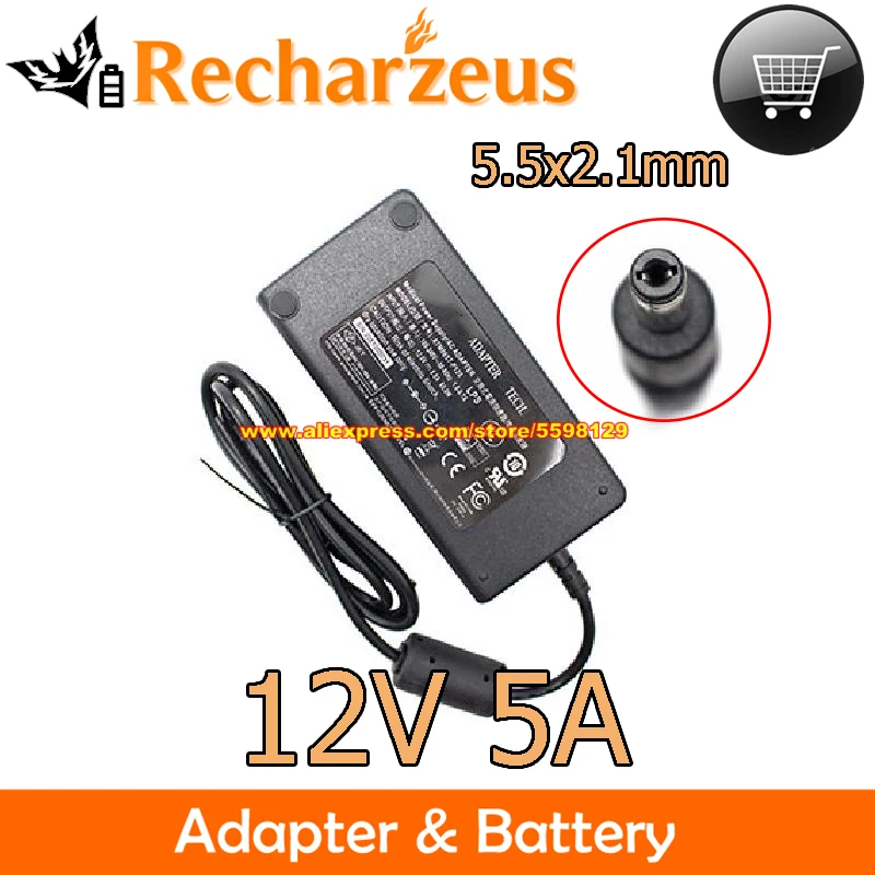 

Original ADAPTERTECH 12V 5A 60W AC Adapter ATM065T-P120 SN2051000031 Laptop Charger 5.5x2.5mm Power Supply
