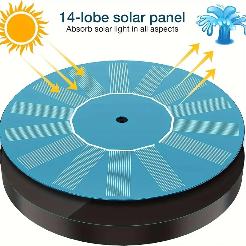 Solar Fountain 1W/1.4W/2.5W solar fountain with 6 nozzles suitable for gardens bird baths ponds swimming pools outdoor and backyard aquariums solar fountain solar fountain pump water fountain garden pond fountain solar water pump bird bath bird bath supplies fountain nozzles