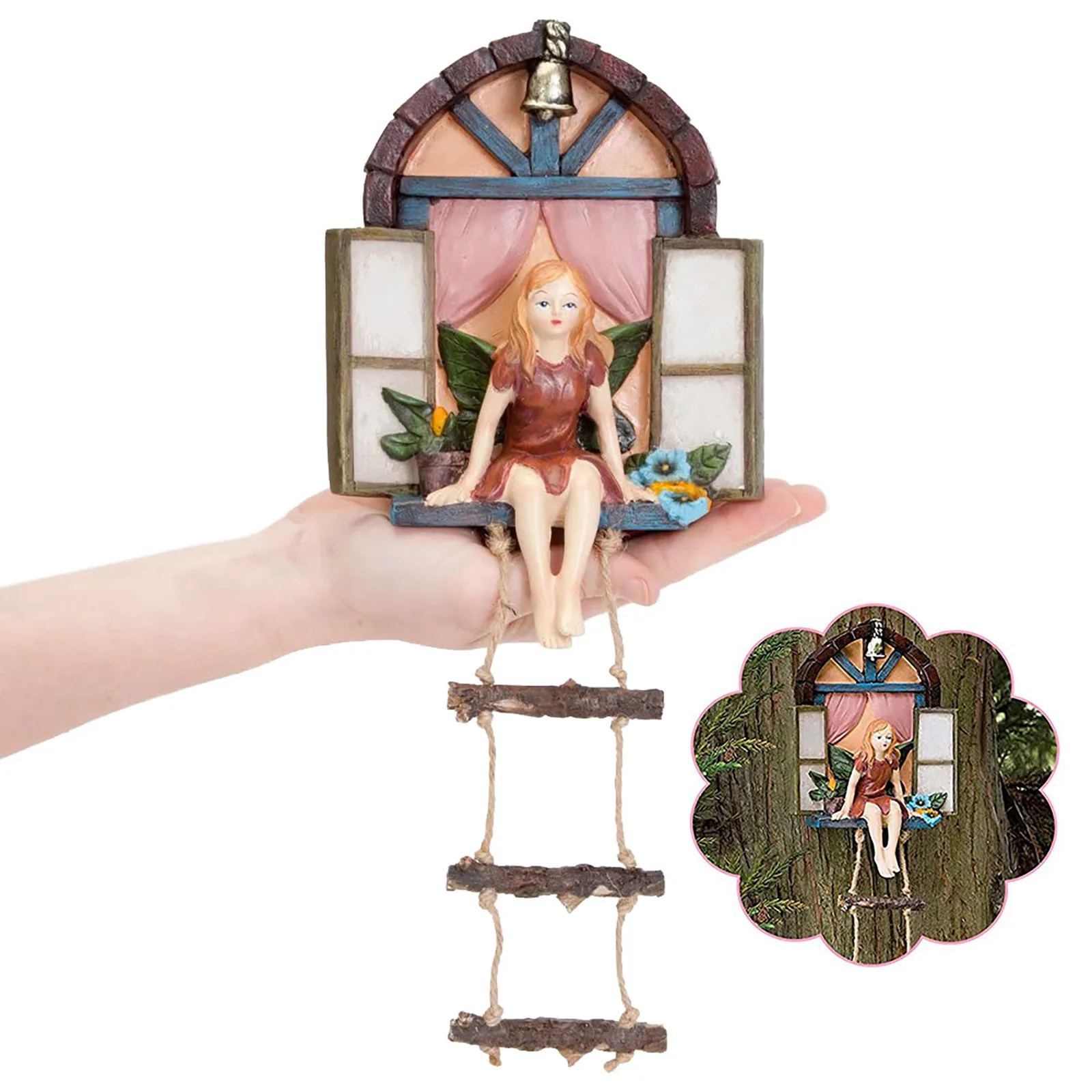 Flower Fairy Sculpture Garden Landscaping Yard Art Ornament Resin Turek Sitting Statue Outdoor Angel Girl Figurines Craft resin ornaments resin crafts dog statue ornament