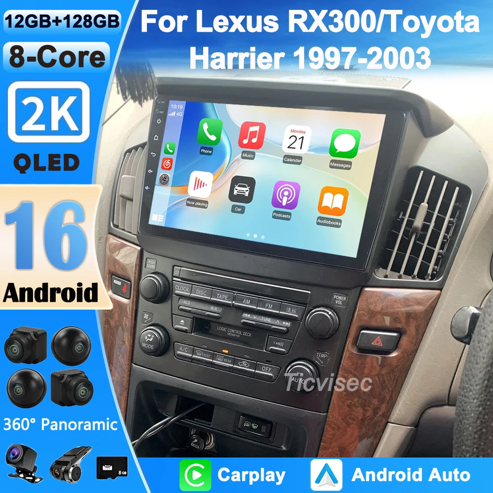 Radio para Auto Android 16 para Lexus RX300/Toyota Harrier 1998 1997-2003, Reproductor Multimedia 2DIN, Estéreo, Navegación GPS 1