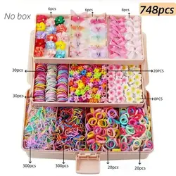 Vibrant Kids Hair Accessory Collection - Clips, Bands, Claws & Princess Ties (748pcs)