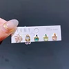 Mixed 5pcs/Set Colorful Zircon Crystal Fairy Tale Stud Earrings for Women Girls Party Gift Jewelry 5